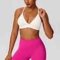 thumbnail image 4 of Sports Bras Without Removable Pads Solid-Color Crisscross Back Adjustable Straps Medium Support Workout Yoga Bra, 4 of 9