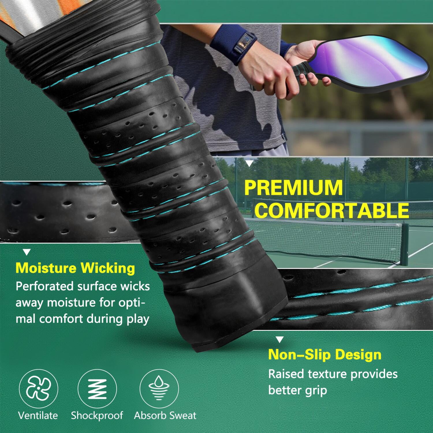 Pickleball Paddles Set Of 2, Fiberglass Surface, Fluid Smoke Aurora Art Style, 4 Balls & Bag
