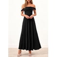thumbnail image 5 of PRETTYGARDEN Womens Off Shoulder Maxi Summer Dresses Elegant Mesh Aline Swing Ruched Flowy Cocktail Wedding Guest Dress, 5 of 9