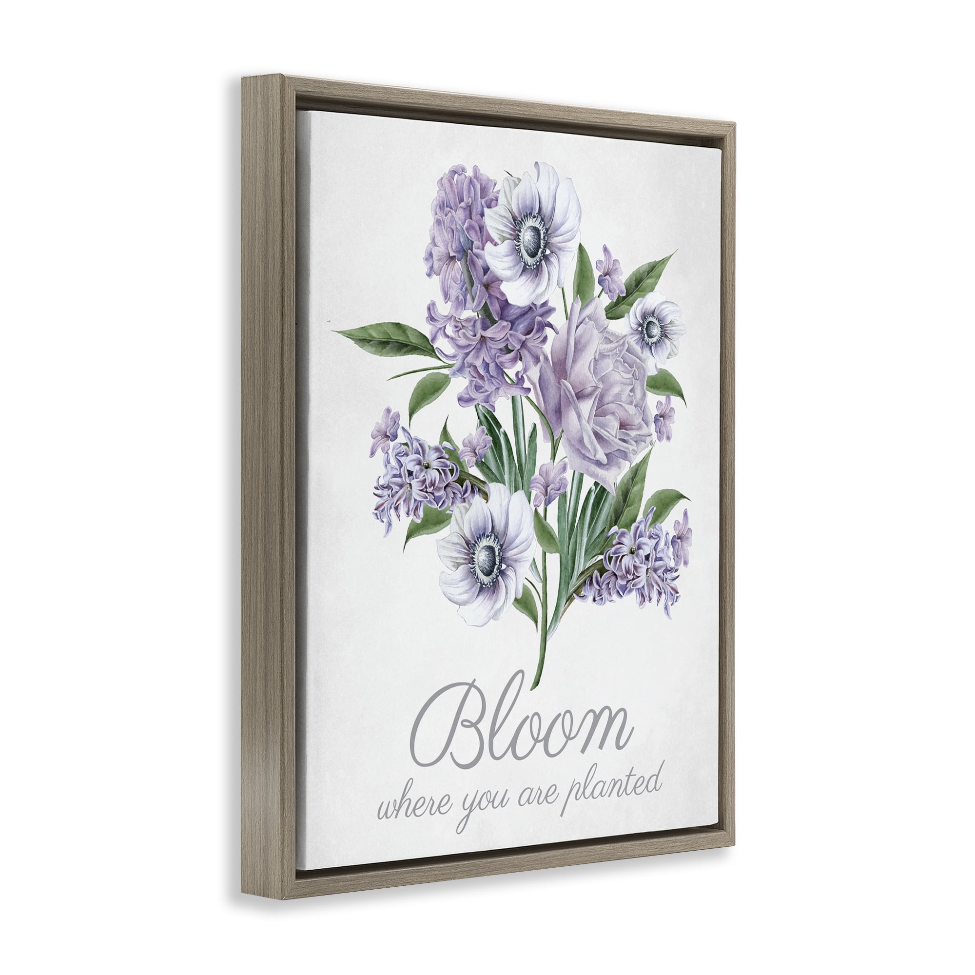 Stupell Industries Vintage Bloom Phrase Botanical & Floral Painting Brown Floater Framed Art Print Wall Art, 17 x 21