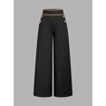 thumbnail image 3 of Women's High Waist Wide Leg Long Pants, Decorative Button Detail Trousers with Side Pockets, Elegant Office Business Casual Dressy Bottoms, 3 of 8