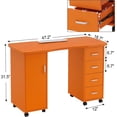 thumbnail image 3 of BarberPub Makeup Vanity Desk with Storage Drawer and Cabinet, Nail Desk with Wheels, 3 of 9