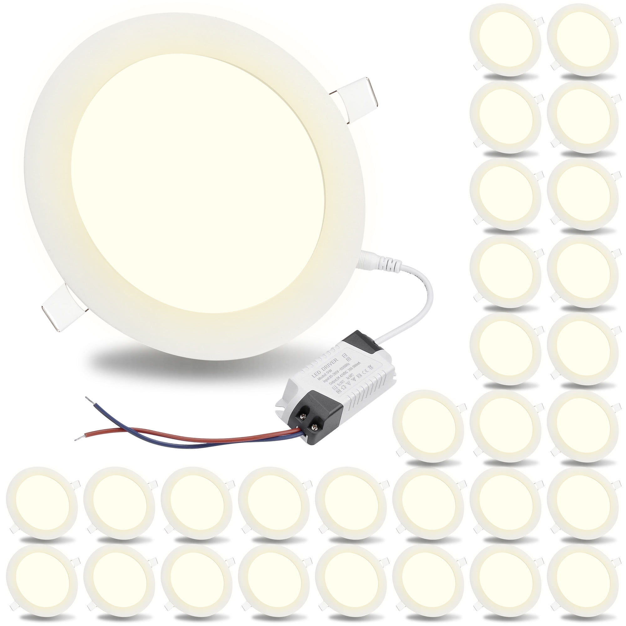 Energy Star Qualified LED Recessed Ceiling Lights with a Dimmable Driver 6W Pack of 4 Dimmable Warm White 3000K 3 inch 4 Packs 3000K LED Circle Panel Light ETL Listed 