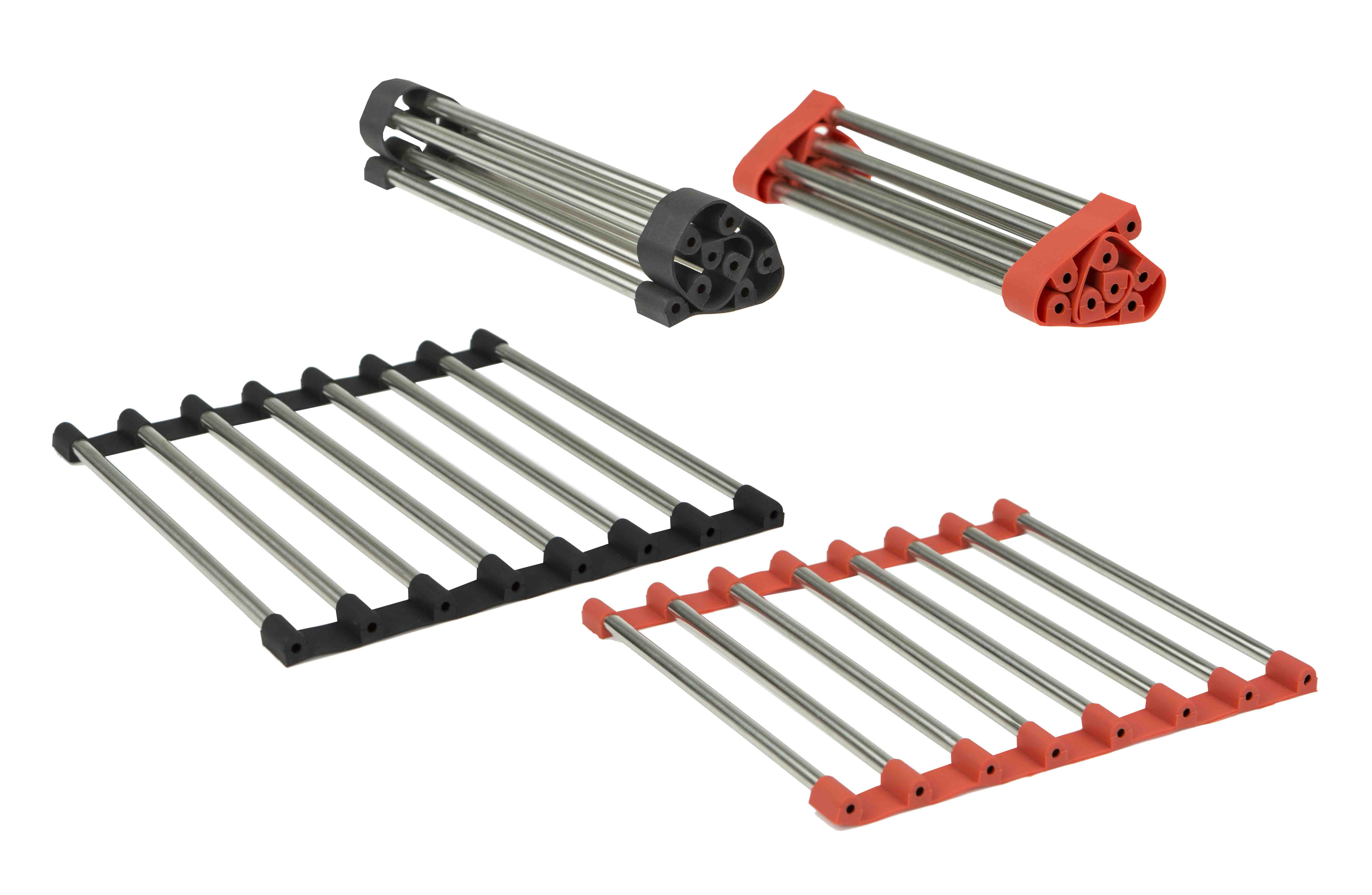 Home Basics Multifunctional Foldable Stainless Steel Trivet, Red