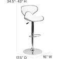 thumbnail image 3 of Devin Contemporary Cozy Mid-Back White Vinyl Adjustable Height Barstool with Chrome Base, 3 of 10