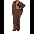 thumbnail image 3 of Conjuntos Casuales de Mujer para Estar en Casa, Camisas de Larga con Botones y Pantalones de Pierna , Chándal Marrón Oscuro L, 3 of 10