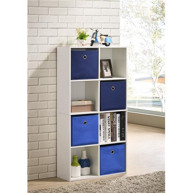 Progressive Furniture I17080 47 in. Composite 8Shelf Bookcase with Fabric Baskets 8 Cube