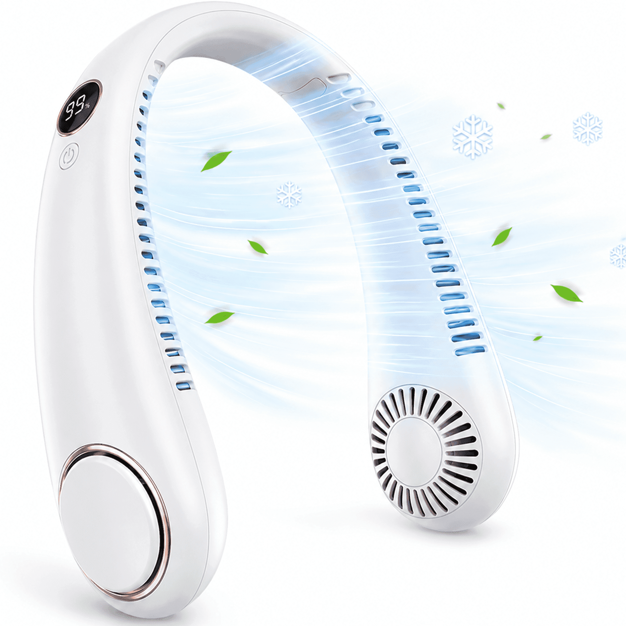 NIUTA® Portable Neck Fan, Rechargeable Neck Fan with 4000mAh Battery, Hands Free Bladeless Wearable Fan, 3 Speeds Type-C USB Personal Fan Around Neck for Travel, Outdoor, Office, Walking & Gifts