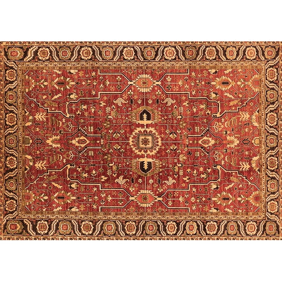 Ahgly Company Indoor Rectangle Oriental Orange Traditional Area Rugs, 5' x 8'