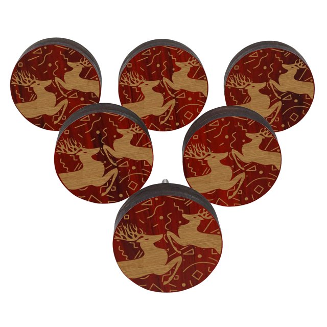 IBA Indianbeautifulart Boutons de Meubles Gravés Rouges, Lot de 10