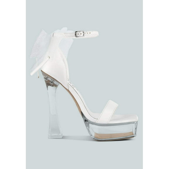 Kiri Satin Clear High Heeled Bow Sandals