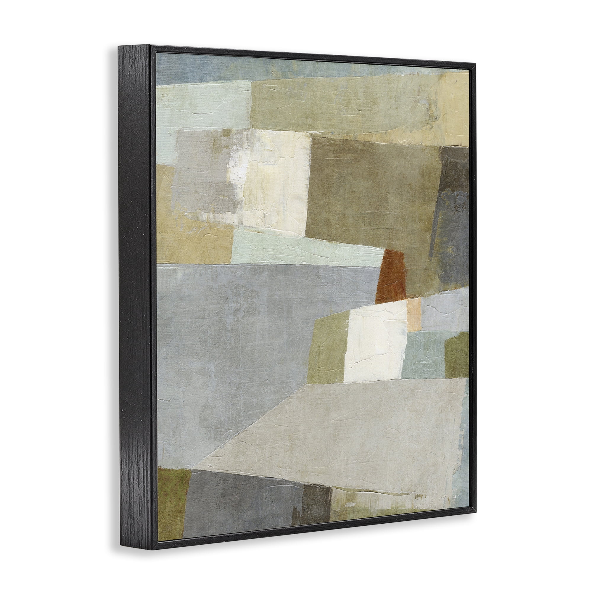 Stupell Industries Causeway Neutral Geometrics Black Framed Giclee Art, design by Suzanne Nicoll