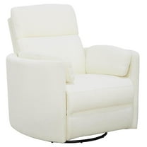 Maklaine Fabric Power Swivel Glider Recliner in Revel Oyster/White