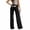 Black, variant on Womens Pants Black White Wing Print High Waist Soft Wide-Leg Fit Panst Casual Daily Outings Weekend Elegant Stylish Trousers