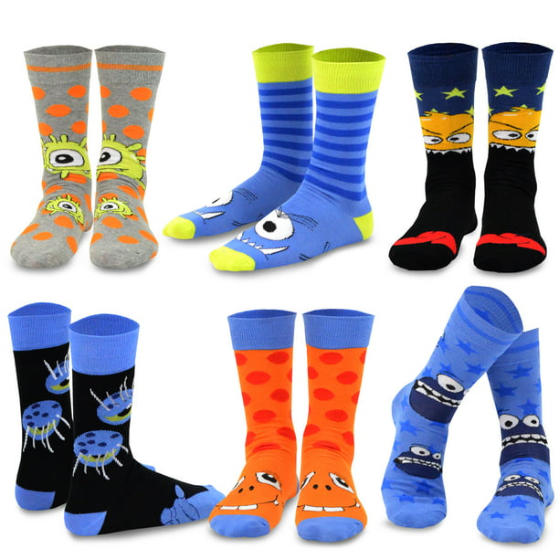 TeeHee Socks - TeeHee Novelty Cotton Fun Crew Socks 6-Pack for Men ...