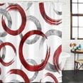 thumbnail image 3 of Red Grey Waterproof Fabric Shower Curtain,Geometric Circle Modern Abstract Simple Art Waterproof Fabric Shower Curtain for Bathroom Curtains Bathtubs Shower Curtains with 12 Hooks Standard 66x72, 3 of 8