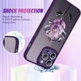 thumbnail image 3 of Fairy Rose for iPhone 13 Pro Max Case for Women Girls Built-in Glitter Sparkly Screen Protector Camera Protection Lens Shockproof Rose Floral Pattern Phone Case -Purple, 3 of 9