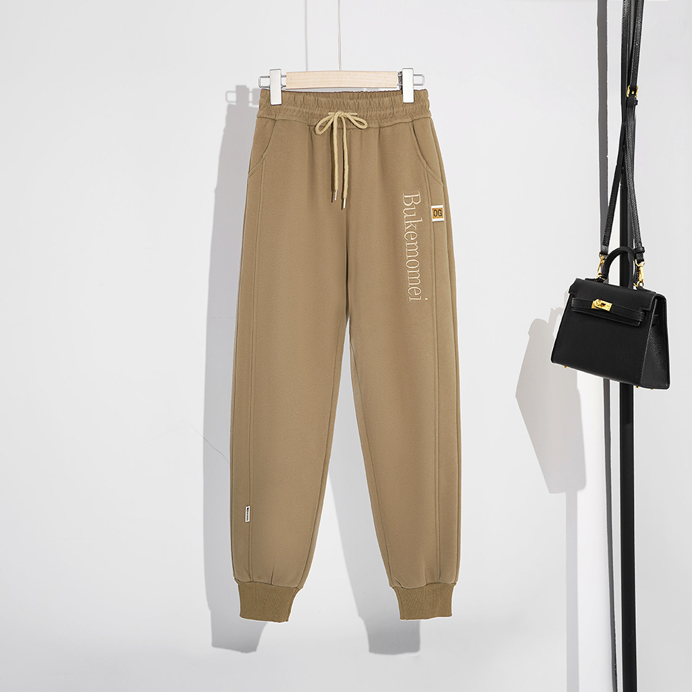 ☆韓国の人気☆【PERSTEP】☆SALMON HEAVY SWEAT PANT.S☆ High waist letter sports sweatpants women's fashionable