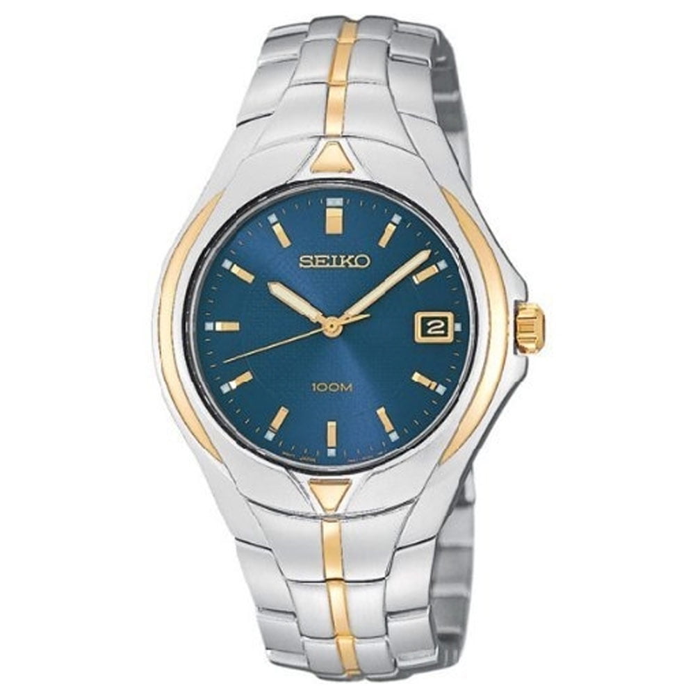 Seiko - Seiko Men's SGE798 Blue Dial Two Tone Gold Plated Steel Bracelet Watch - Walmart.com