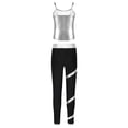 thumbnail image 2 of YUUMIN Kids Girls 2 Piece Summer Outfit Gym Yoga Dance Workout Sets Sleeveless Metallic Tank Top with Silver 12, 2 of 6