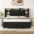thumbnail image 6 of Homfa Full Size PU Upholstered Bed with Bookcase Headboard, 2 Drawers Platform Bed Frame with Charging Station & LED Lights, Black, 6 of 9