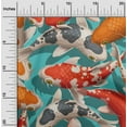 thumbnail image 1 of oneOone Silk Tabby Turquoise Blue Fabric Koi Fish Ocean Sewing Craft Projects Fabric Prints By Yard 42 Inch Wide, 1 of 4