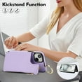 thumbnail image 6 of Wallet Case for iPhone 13 with Shoulder Strap & RFID Blocking Card Slots Holder Kickstand & Finger Ring, Magnetic Flip Folio Zipper Purse Case, PU Leather Cover Handbag, Violet, 6 of 8