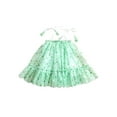 thumbnail image 1 of Kmbangi Robe Décontractée d'Été pour Filles Tout-Petits Robe à Bretelles Verte Sans Manches Imprimé Trèfle à Quatre Feuilles Robe Princesse en Tulle, 1 of 9