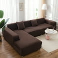 thumbnail image 3 of Stretch Elastic, Anti-Wrinkle, Pure Color Slipcover For 1-4 Seater Sofas For Moving Living Room Furniture (4 Seater, Coffee), 3 of 7