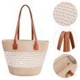 thumbnail image 4 of PULLIMORE Women's Straw Lace Beach Tote Bag, Large Summer Boho Woven Bags Shoulder Purse Handbags for Vacation, White, 4 of 8