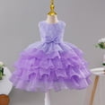 thumbnail image 2 of Ticikt Baby Girl Pageant Dress Sequins Princess Dress Toddler Flower Wedding Birthday Party Gown Dresses,Color:Purple, 2 of 7