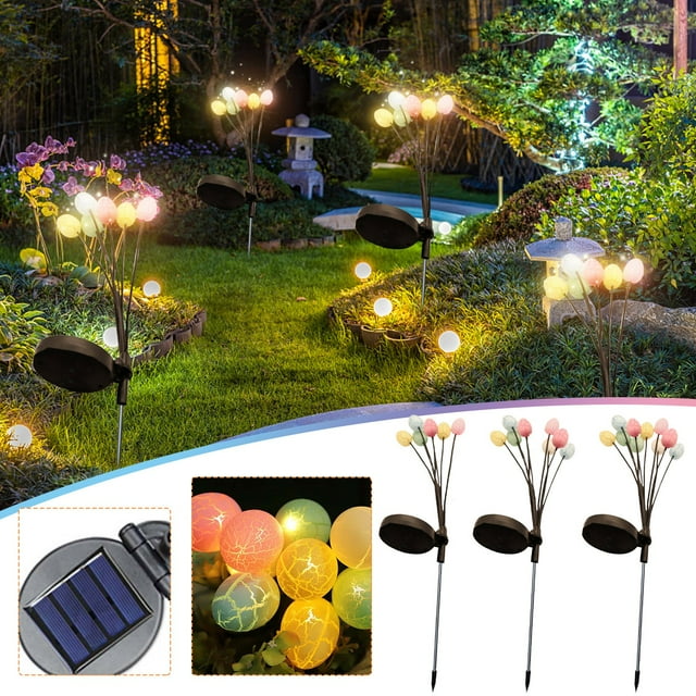 Fiudx Luces Solares de Pascua, Diseño de Grietas Led Multicolor, Decoración Solar para Exteriores, Luces de Jardín Impermeables, Decoración para El Festival de Primavera, Camino de Jardín, 6-10 Cabez