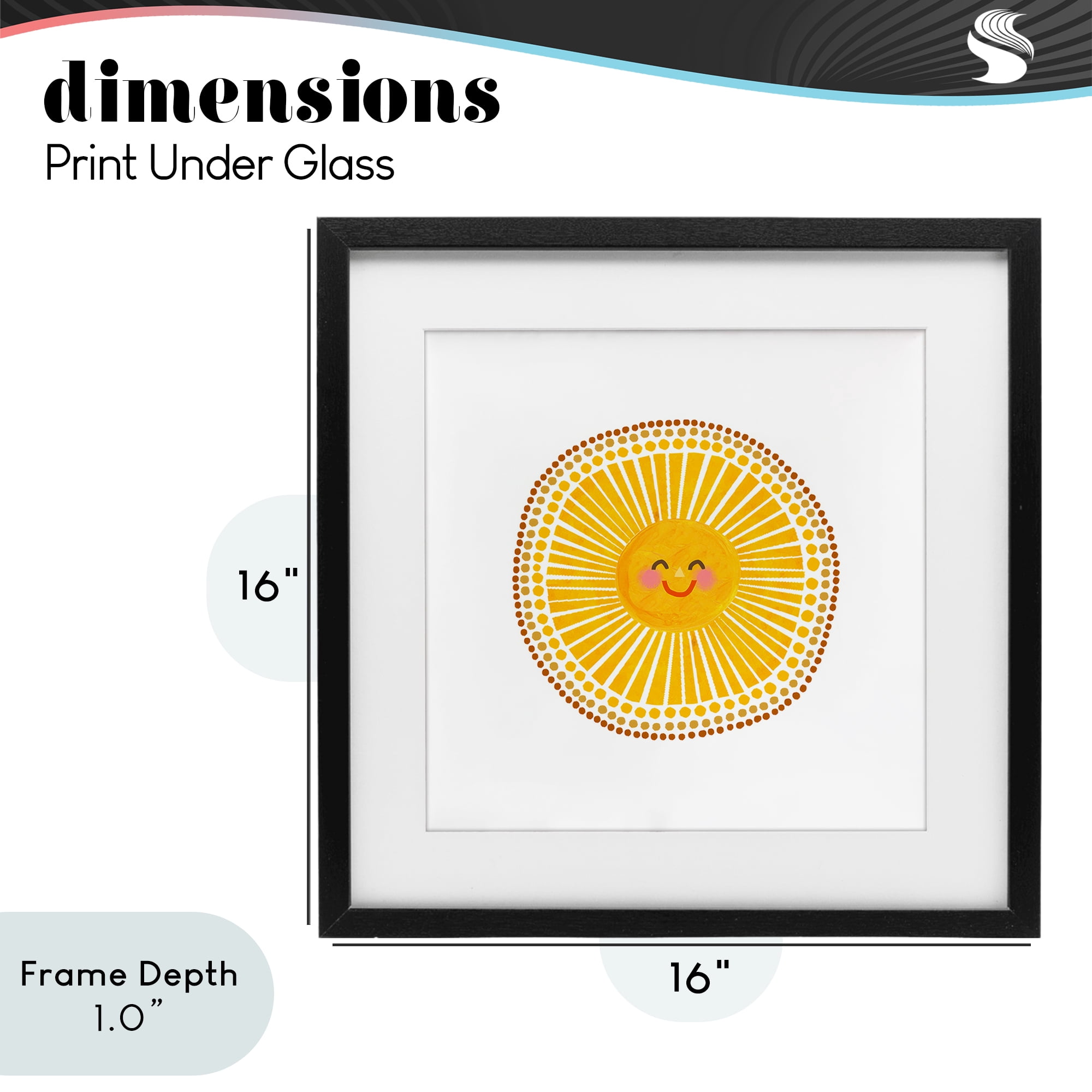 Stupell Industries Yellow Sun's Smile Black Framed Print Under Glass, design by Katherine Herrell Studio