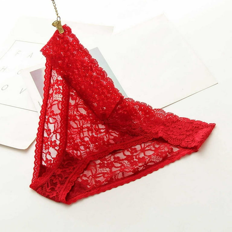 HIA Briefs Underwear Women Sexy Lace Panties Permanent Pants String Women's  Lingerie Red (Red, One Size) : : Fashion