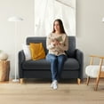 thumbnail image 3 of Ktaxon Loveseat Sofa with Side Bags 47" 2-Seat Small Couch with Wood Legs for Living Room Bed Room Black, 3 of 9