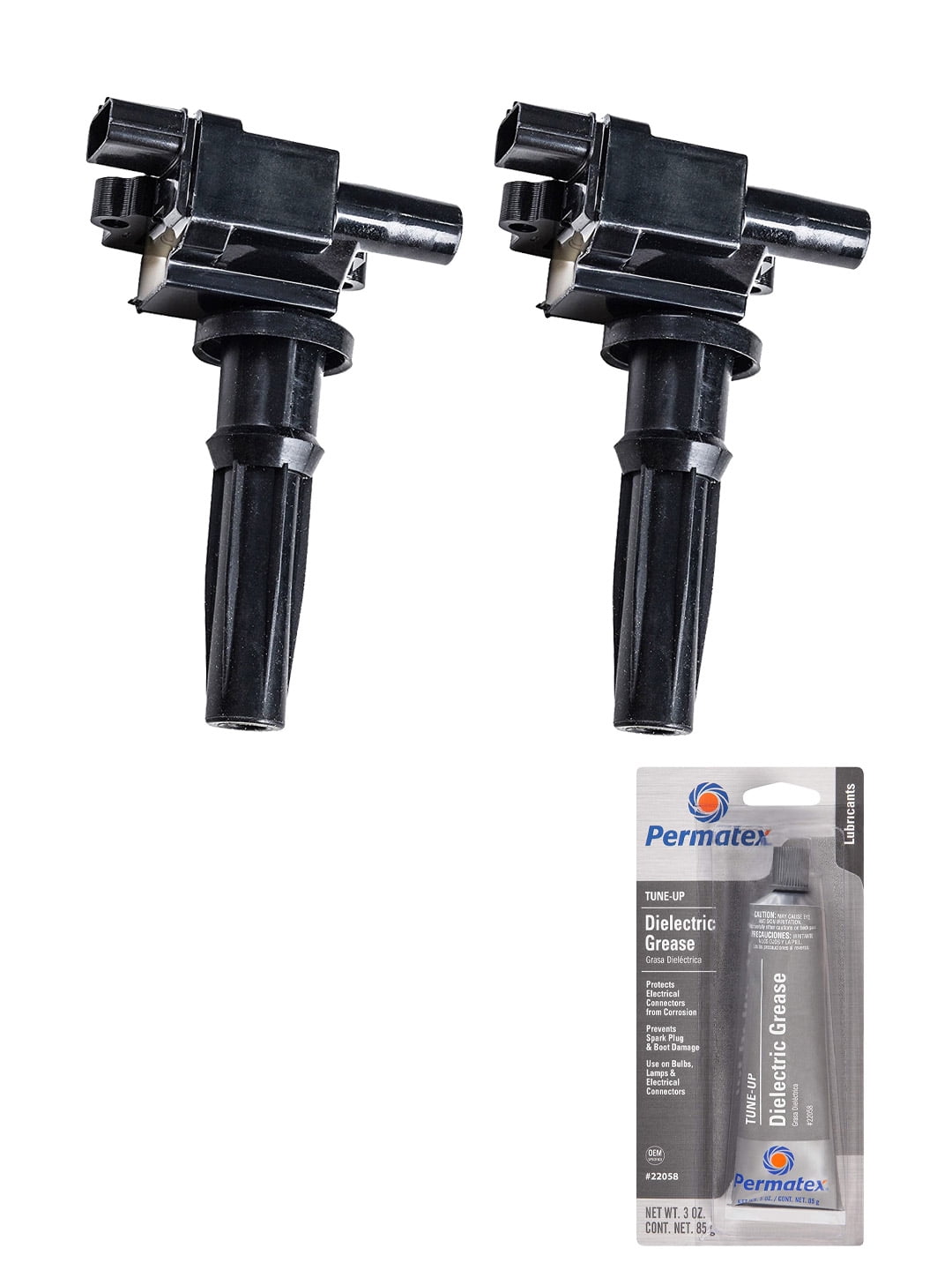 Set of 2 Ignition Coils and Permatex 22058 Dielectric TuneUp Grease