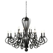 DecMode 43" x 40" Black Metal Scroll Antique Style 18 Light Chandelier, 1-Piece