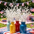 thumbnail image 4 of 2 Pack Faux Berry Flower Stems, 16.5 In White Glitter Patriotic Floral Branch Arrangement for Independence Day Mantel Table Vase Home Decor, 4 of 6