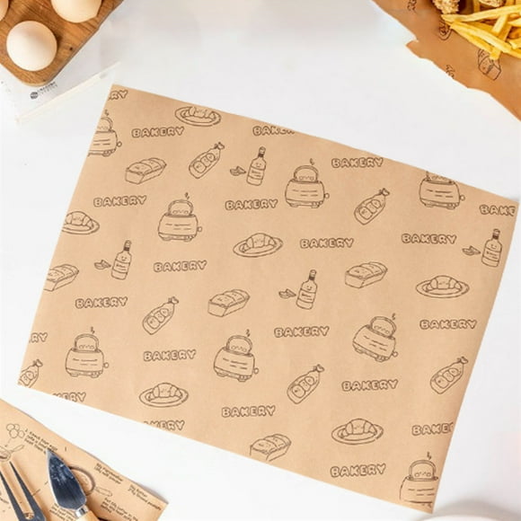 Meitianfacai 50pcs Sandwich Wrapping Paper Coated Paper Oil Absorbing Paper Household Sandwich Hamburger Paper Rectangular Disposable Pad Paper