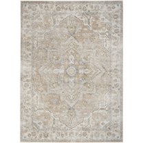 HomeRoots 5' X 7' Beige Oriental Power Loom Washable Area Rug
