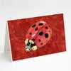 Lady Bug on Deep Red Greeting Cards & Envelopes - Pack of 8