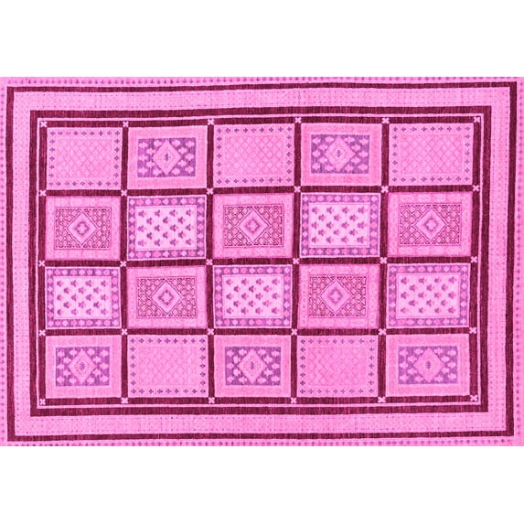 Ahgly Company Indoor Rectangle Abstract Pink Modern Area Rugs, 7' x 10'
