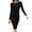 Black, variant on Fesfesfes Women Dress Casual Long Sleeve Round Neck Solid Drawstring Dress