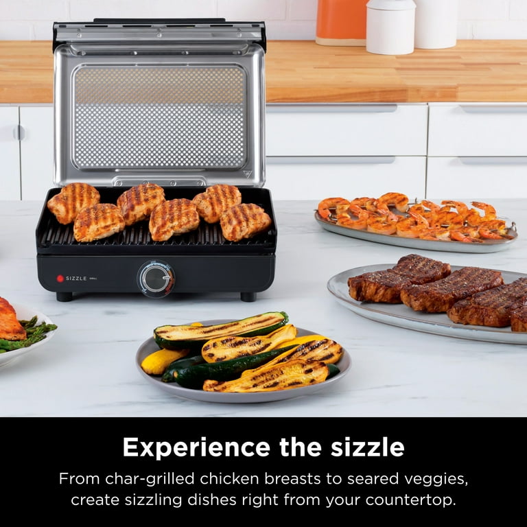 Ninja Sizzle Smokeless Indoor Grill and Griddle with Recipes