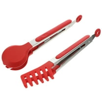 BRIGHTFUFU 2-Pack TPE Rubber Food Tongs Non- Kitchen and Catering Tools 9.82 x 2.36 x 0.98 inches