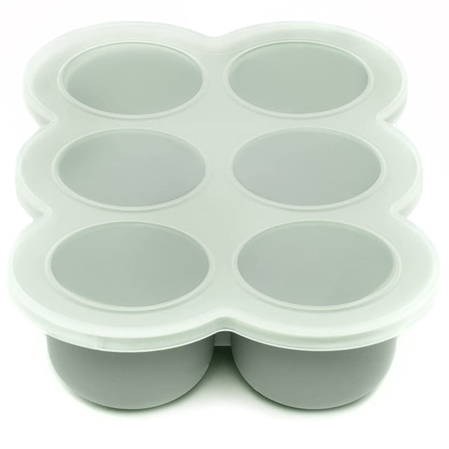 Bandeja de silicona para congelador de alimentos para bebés con tapa con clip - Recipiente de almacenamiento perfecto para alimentos caseros para bebés, purés de frutas y verduras y leche materna Silent Green Diez secciones de 1.5 onzas