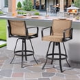thumbnail image 5 of Crestlive Products Outdoor Swivel Bar Stools Set of 2, Patio Bar Height Chairs with Rust-Resistant Aluminum Frame, 360° Swivel Outdoor Bar Stools for Patio, Pool, Backyard, Bistro (Brown), 5 of 7