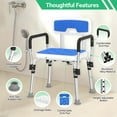 thumbnail image 4 of TNTANTS Shower Chair, Shower Stool for Inside Shower with Removable Armrests & Back, Upgraded Supports up to 350lbs, Adjustable Height Shower Bench for Elderly Disabled, 4 of 12