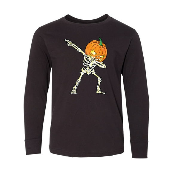 Inktastic Halloween Dabbing Great Pumpkin Skeleton Long Sleeve Youth T-Shirt