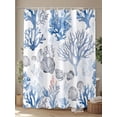 thumbnail image 4 of Shower Curtain Blue Coral Starfish Shell Shower Curtains for Bathroom, Waterproof Polyester Shower Curtain Set with Hooks, Extra Long 72" x 78" Marine Plant, 4 of 6